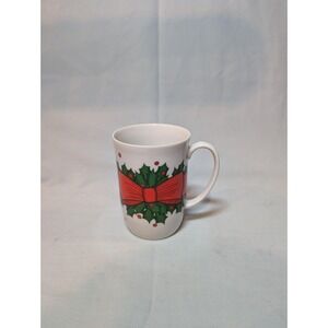 1976 Fitz‎ & Floyd "Holly Wreath" Mugs - 4" Tall Christmas Mug Vintage